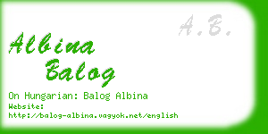 albina balog business card